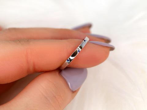 Saber 14kt Sapphire HALFWAY Eternity Ring,Unique Triangle Stacking Ring,Sapphire Wedding Ring,Sapphire Eternity Ring,Push Present