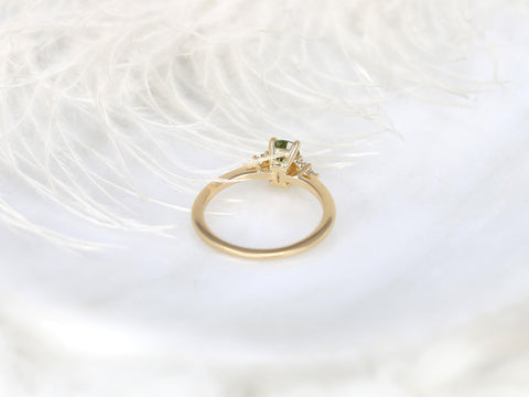 0.92ct Juniper 14kt Green Tea Sapphire Cluster Ring,Anniversary Gift,Green Sapphire Ring,Unique Ring,Anniversary Ring,Gift For Her,Push Gift