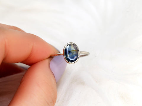 1.38ct Donatella Oval 14kt White Gold Galaxy Blue Sapphire Ring,Unique Sapphire Ring,Oval Cut Ring,Oval Engagement Ring,Gift For Her
