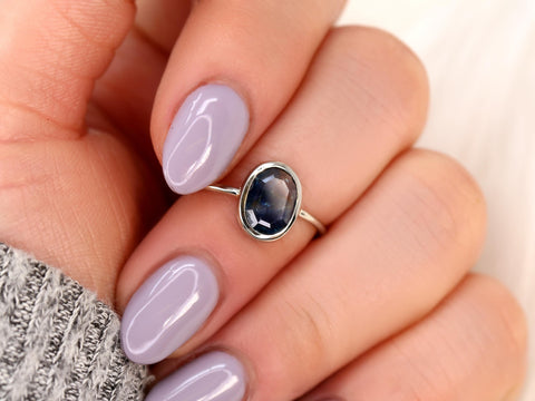 1.38ct Donatella Oval 14kt White Gold Galaxy Blue Sapphire Ring,Unique Sapphire Ring,Oval Cut Ring,Oval Engagement Ring,Gift For Her