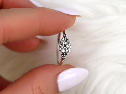 0.70ct Malia 14kt White Gold Salt Pepper Diamond Cluster Ring,Unique Diamond Ring,Salt Pepper Diamond Ring,Round Engagement Ring,Anniversary