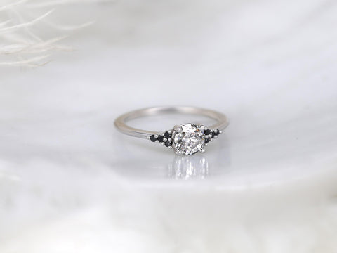 0.70ct Malia 14kt White Gold Salt Pepper Diamond Cluster Ring,Unique Diamond Ring,Salt Pepper Diamond Ring,Round Engagement Ring,Anniversary