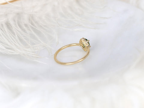 0.64ct Mini Mae 14kt Mint Tea Teal Sapphire Diamond Oval Halo Ring,Unique Sapphire Ring,Sapphire Halo Ring,Green Sapphire Engagement Ring