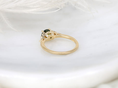 1.47ct Constance 14kt Deep Moss Sapphire Round Cluster Ring,Green Sapphire Ring,Unique Sapphire Ring,Round Engagement Ring,Anniversary Gift