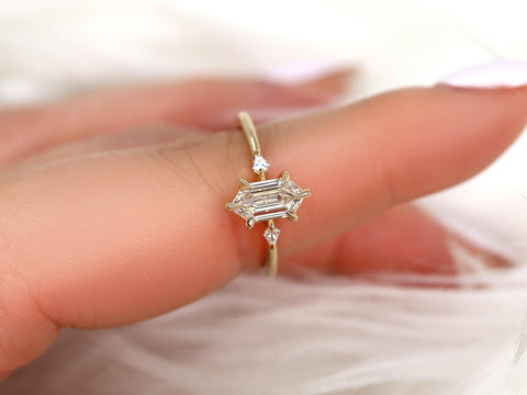 1.06ct Scout 14kt Diamond Unique Three Stone Ring,Hexagon Diamond Ring,Hexagon Cut Ring,Unique Hexagon Ring,Anniversary Ring,Gift For Her