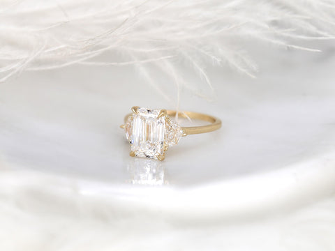 2.96ct Amos 14kt Diamond Unique Three Stone Ring,Emerald Cut Trilogy Ring,Emerald Cut Ring,Unique Anniversary Ring,Trio Stone Ring