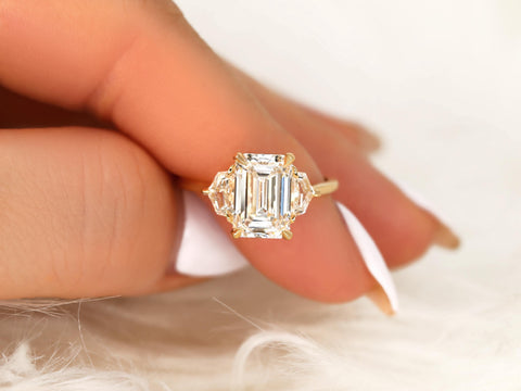 2.96ct Amos 14kt Diamond Unique Three Stone Ring,Emerald Cut Trilogy Ring,Emerald Cut Ring,Unique Anniversary Ring,Trio Stone Ring