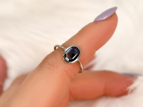 1.38ct Donatella Oval 14kt White Gold Galaxy Blue Sapphire Ring,Unique Sapphire Ring,Oval Cut Ring,Oval Engagement Ring,Gift For Her
