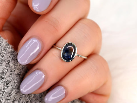 1.38ct Donatella Oval 14kt White Gold Galaxy Blue Sapphire Ring,Unique Sapphire Ring,Oval Cut Ring,Oval Engagement Ring,Gift For Her