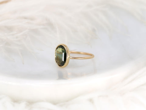 2.35ct Ready to Ship Donatella Oval 14kt Amber Moss Green Sapphire Ring,Unique Sapphire Ring,Bezel Set Ring,Oval Cut Ring,Minimalist Ring