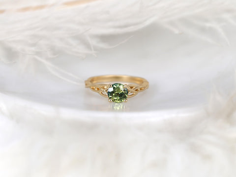 1.30ct Cassidy 14kt Green Tea Teal Sapphire Celtic Knot Ring,Triquetra Engagement Ring,Unique Sapphire Ring,Green Sapphire Ring,Ring for Her