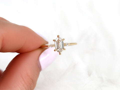 1.06ct Scout 14kt Diamond Unique Three Stone Ring,Hexagon Diamond Ring,Hexagon Cut Ring,Unique Hexagon Ring,Anniversary Ring,Gift For Her