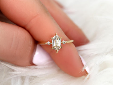 1.06ct Scout 14kt Diamond Unique Three Stone Ring,Hexagon Diamond Ring,Hexagon Cut Ring,Unique Hexagon Ring,Anniversary Ring,Gift For Her