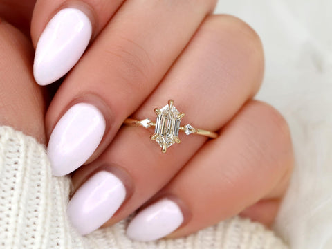 1.06ct Scout 14kt Diamond Unique Three Stone Ring,Hexagon Diamond Ring,Hexagon Cut Ring,Unique Hexagon Ring,Anniversary Ring,Gift For Her