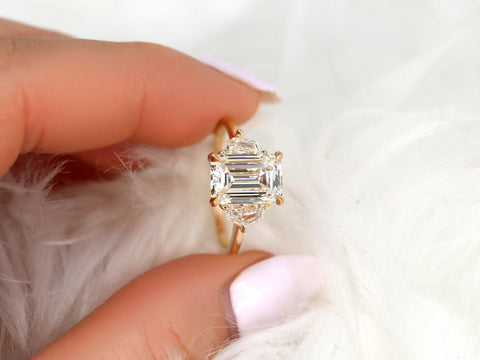 2.96ct Amos 14kt Diamond Unique Three Stone Ring,Emerald Cut Trilogy Ring,Emerald Cut Ring,Unique Anniversary Ring,Trio Stone Ring