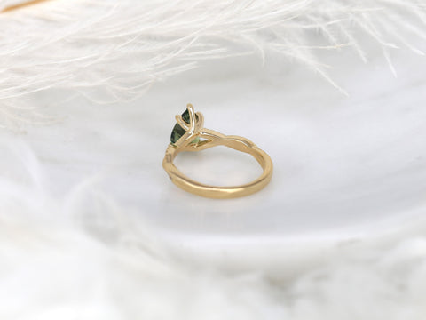 1.84ct Petite Tamara 14kt Sage Teal Sapphire Diamond Crossover Pear Cut Ring,Unique Pear Sapphire Ring,Teal Sapphire Ring,Birthstone Ring