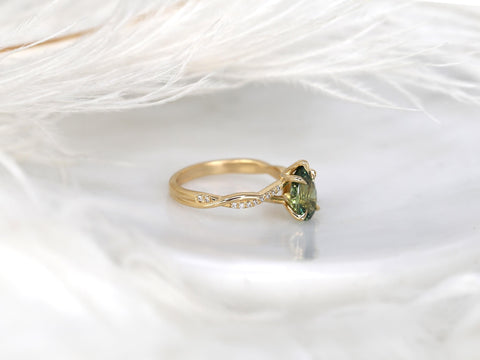 1.84ct Petite Tamara 14kt Sage Teal Sapphire Diamond Crossover Pear Cut Ring,Unique Pear Sapphire Ring,Teal Sapphire Ring,Birthstone Ring