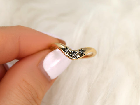 Ursa 14kt Celestial Nesting Ring,Unique Curved Wedding Ring,Nesting Band,Celestial Band,Unique Wedding Ring,Crescendo Band,Star Ring
