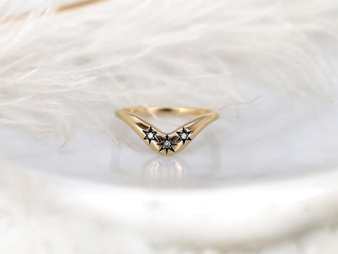 Ursa 14kt Celestial Nesting Ring,Unique Curved Wedding Ring,Nesting Band,Celestial Band,Unique Wedding Ring,Crescendo Band,Star Ring