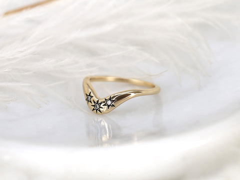 Ursa 14kt Celestial Nesting Ring,Unique Curved Wedding Ring,Nesting Band,Celestial Band,Unique Wedding Ring,Crescendo Band,Star Ring