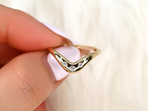 Tetra 14kt Trilogy Nesting Ring,Nesting Band,Three Stone Nesting Band,Unique Wedding Ring,Crescendo Band,Anniversary Ring,Layering Ring