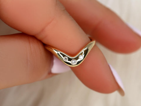 Tetra 14kt Trilogy Nesting Ring,Nesting Band,Three Stone Nesting Band,Unique Wedding Ring,Crescendo Band,Anniversary Ring,Layering Ring