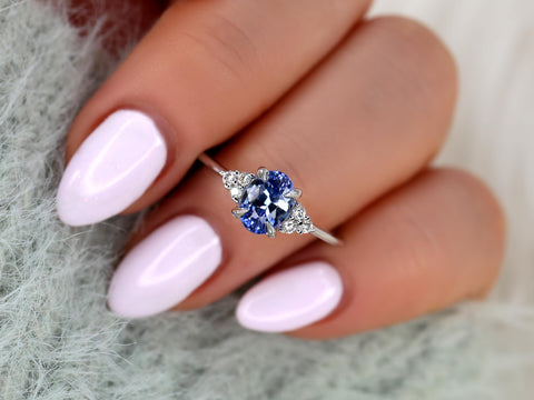 1.46ct Juniper 14kt Cornflower Sapphire Diamond Cluster Ring,Unique Sapphire Ring,Lavender Sapphire Ring,Anniversary Ring,Gift For Her