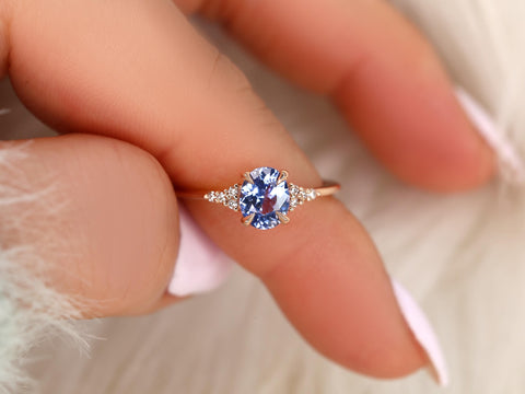 1.02ct Maddy 14kt Cornflower Sapphire Cluster Ring,Unique Sapphire Ring,Gift For Her,Anniversary Ring,September Birthstone,Birthday Gift