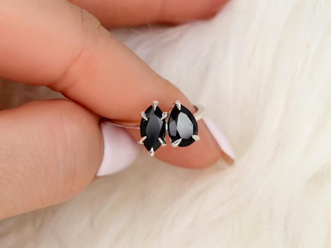 Zara 14kt Onyx Toi Et Moi Ring,Two Stone Ring,Promise Ring,Anniversary Ring,Unique Ring,Gift For Her,Unique Onyx Ring,Black Engagement Ring