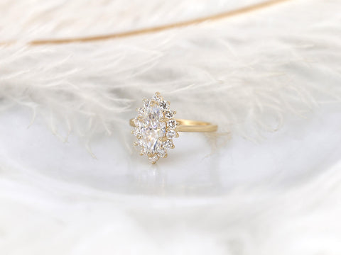 1.75ct Lillian 12x6mm 14kt Moissanite Diamond Marquise Halo Ring,Marquise Engagement Ring,Unique Marquise Ring,Anniversary Ring,Wedding Ring