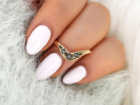 Ursa 14kt Celestial Nesting Ring,Unique Curved Wedding Ring,Nesting Band,Celestial Band,Unique Wedding Ring,Crescendo Band,Star Ring