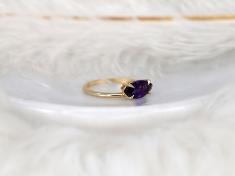 Scarlett 12x6mm 14kt Amethyst Marquise Solitaire Ring,Unique Marquise Ring,Anniversary Ring,February Birthstone Ring,Purple Gemstone Ring