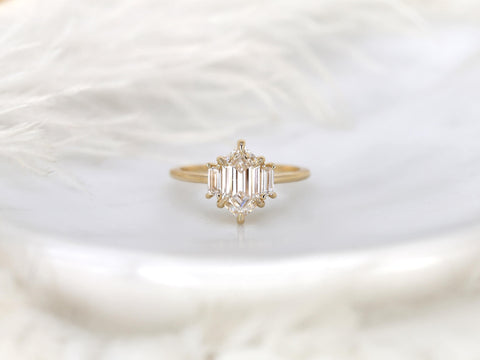 1.63ct Vega 14kt Diamond Unique Three Stone Ring,Hexagon Diamond Ring,Hexagon Cut Ring,Unique Hexagon Ring,Anniversary Ring,Trilogy Ring