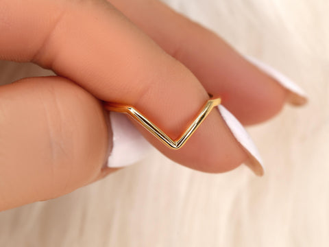 Femme Deux 14kt V Ring,Chevron Flair Ring,Stackable Ring,Minimalist Ring,Gold Ring,Gift For Her,Nesting Ring,Unique Layering Ring,Gold Ring