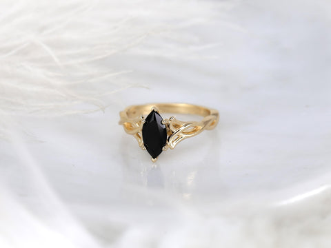 Mara 10x5mm 14kt Marquise Onyx Celtic Knot Ring,Unique Triquetra Ring,Marquise Engagement Ring,Marquise Crossover Ring,Anniversary Ring