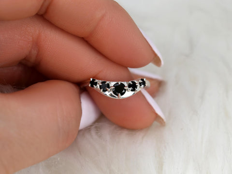 Saldana 14kt Onyx Graduated Nesting Ring,Unique Curved Wedding Ring,Nesting Band,Unique Wedding Ring,Crescendo Band,Onyx Nesting Ring