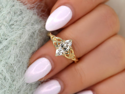 1.07ct Mara 14kt Diamond Marquise Celtic Knot Ring,Triquetra Engagement Ring,Marquise Engagement Ring,Unique Diamond Ring,Anniversary Ring