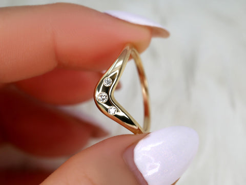 Tetra 14kt Trilogy Nesting Ring,Nesting Band,Three Stone Nesting Band,Unique Wedding Ring,Crescendo Band,Anniversary Ring,Layering Ring