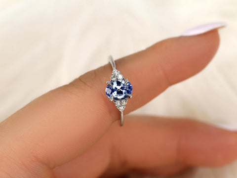 1.46ct Juniper 14kt Cornflower Sapphire Diamond Cluster Ring,Unique Sapphire Ring,Lavender Sapphire Ring,Anniversary Ring,Gift For Her