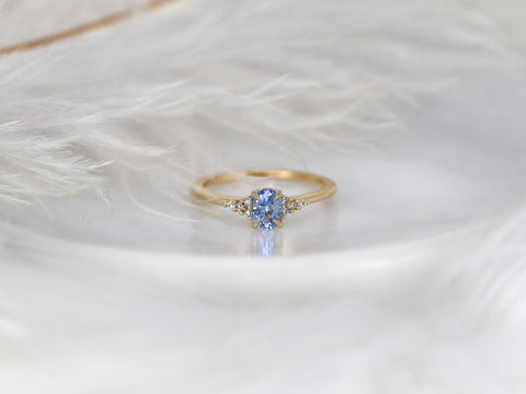 0.63ct Maddy 14kt Cornflower Sapphire Cluster Ring,Unique Sapphire Ring,Gift For Her,Anniversary Ring,September Birthstone,Birthday Gift