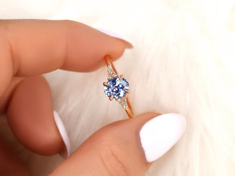 1.02ct Maddy 14kt Cornflower Sapphire Cluster Ring,Unique Sapphire Ring,Gift For Her,Anniversary Ring,September Birthstone,Birthday Gift
