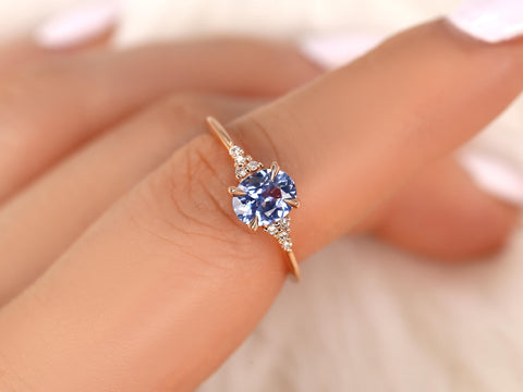 1.02ct Maddy 14kt Cornflower Sapphire Cluster Ring,Unique Sapphire Ring,Gift For Her,Anniversary Ring,September Birthstone,Birthday Gift