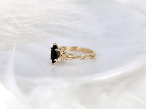 Mara 10x5mm 14kt Marquise Onyx Celtic Knot Ring,Unique Triquetra Ring,Marquise Engagement Ring,Marquise Crossover Ring,Anniversary Ring