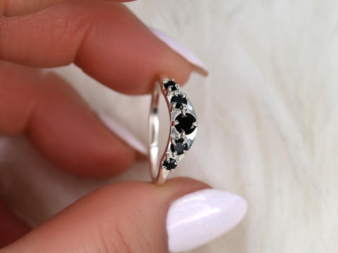 Saldana 14kt Onyx Graduated Nesting Ring,Unique Curved Wedding Ring,Nesting Band,Unique Wedding Ring,Crescendo Band,Onyx Nesting Ring