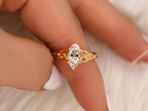 1.07ct Mara 14kt Diamond Marquise Celtic Knot Ring,Triquetra Engagement Ring,Marquise Engagement Ring,Unique Diamond Ring,Anniversary Ring