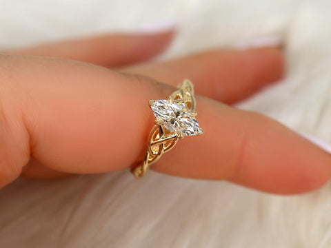 1.07ct Mara 14kt Diamond Marquise Celtic Knot Ring,Triquetra Engagement Ring,Marquise Engagement Ring,Unique Diamond Ring,Anniversary Ring
