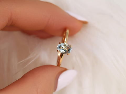 Dakota 7x5mm 14kt Aquamarine Oval Solitaire Ring,Oval Engagement Ring,Anniversary Gift,March Birthstone,Aquamarine Ring,Birthstone Ring