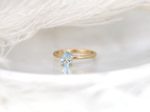 Dakota 7x5mm 14kt Aquamarine Oval Solitaire Ring,Oval Engagement Ring,Anniversary Gift,March Birthstone,Aquamarine Ring,Birthstone Ring