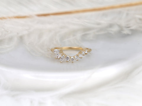 Deep Trix Deep 14kt Gold Diamond Nesting Ring,Asymmetrical Contour Ring,Unique Wedding Ring,Diamon Band,Anniversary Ring,Stacking Ring