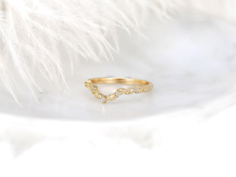 Mega Gaia 14kt Diamond Unique Leaf Nesting Ring,Nature Wedding Band,Anniversary Ring,Unique Wedding Ring,Stacking Ring,Leaf Diamond Ring